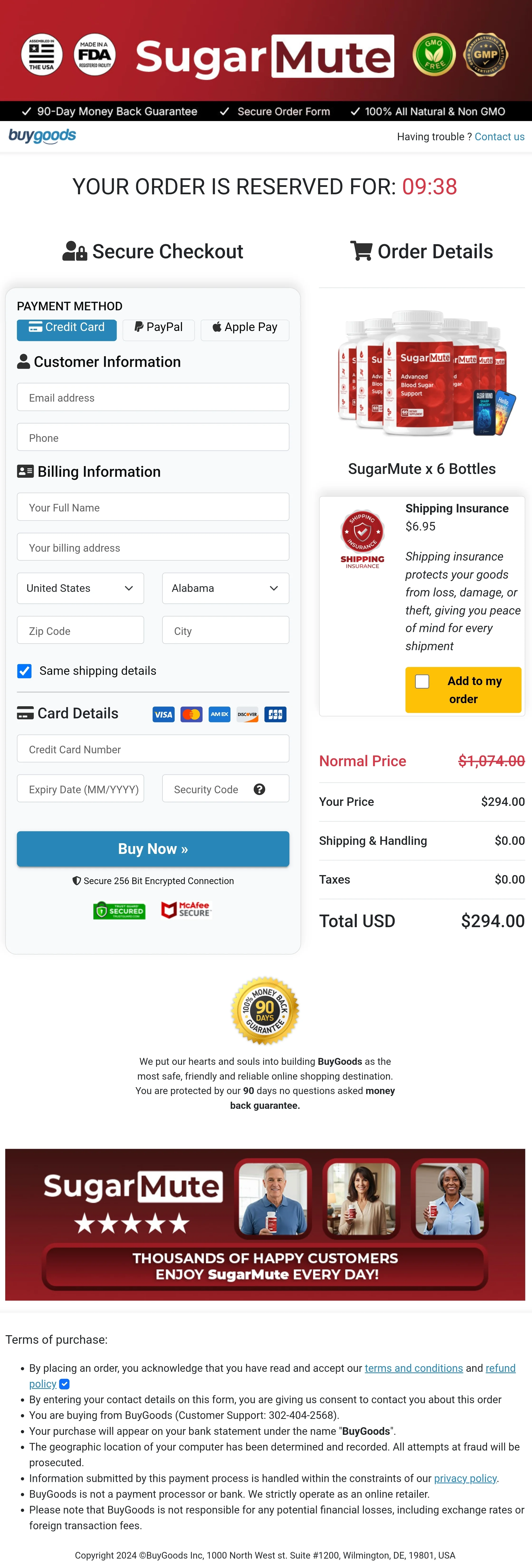 SugarMute order form